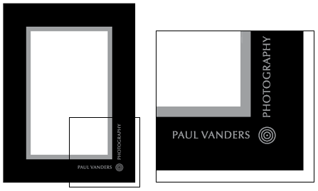 L-shaped branding on photo mounts